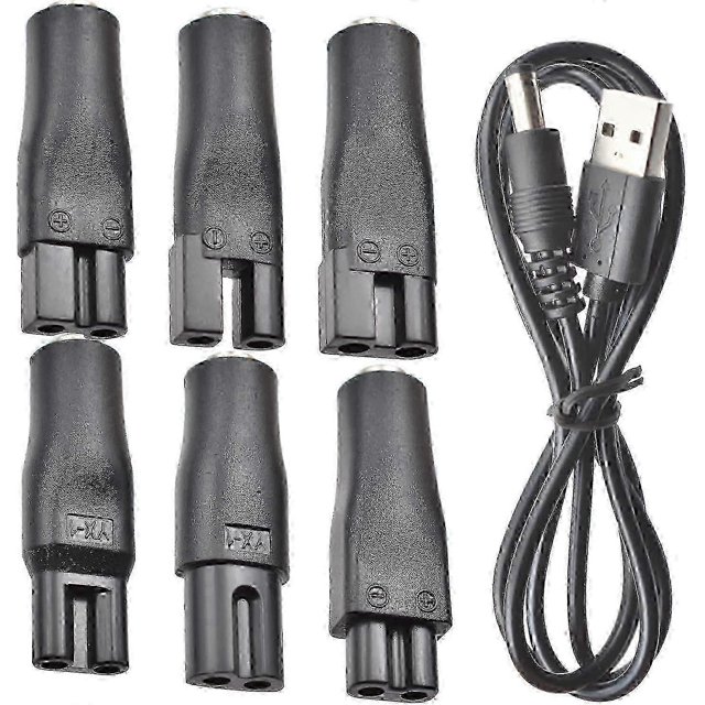 7 PCS Power Cord 5V Replacement Charger USB adapter Suitable for Electric Hair Clippers, Beard trimmers, Shavers, Beauty Instruments, Desk Lamps.