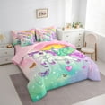 thumbnail image 3 of Feelyou Cartoon Unicorn Kids Twin Bedding Sets 7-Piece, Dreamy Butterfly Bedding Comforter Set, Rainbow Stars Galaxy Reversible Sheet Sets, Luxury Bedroom Decor, 3 of 7