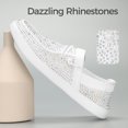 thumbnail image 3 of LUCKY STEP Rhinestone Loafers Shoes Comfort Slip On Mesh Knit Walking Shoes,White,Womens, 3 of 10