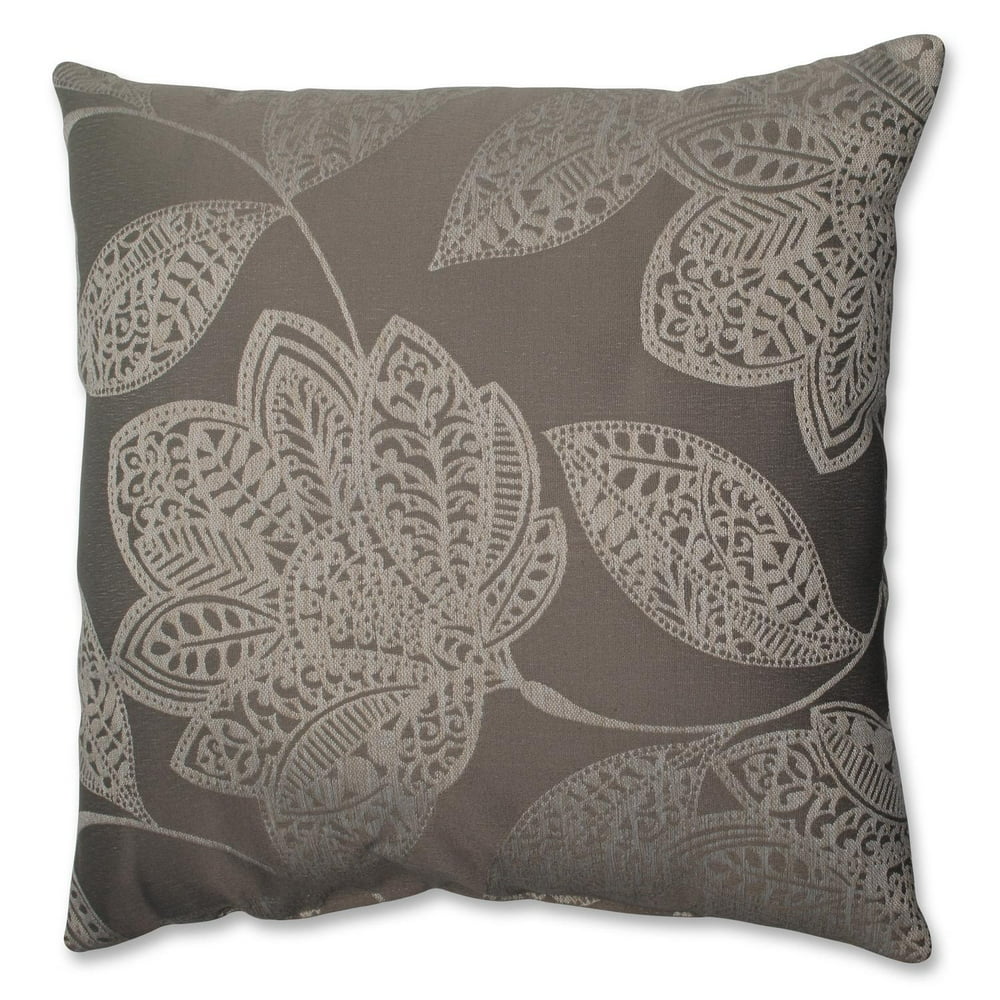 18" Gentle Flower Silver and Charcoal Gray Floral