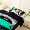 thumbnail image 4 of Castle Fairy Modern Sports Car Twin Comforter Sets 3-Piece for Teens, Garage Gate View Bedding Set for Bedroom, Teal Black,Black Reversible, 4 of 6