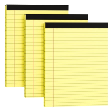 Yellow Lined Legal Pads 8.5 x 11, 3 Pack Writing Notebooks, Wide Ruled Paper for Notes Lists Journaling, Office Home, 30 Sheets, Yellow