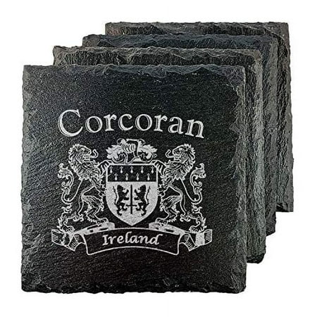 

Corcoran Irish Coat of Arms Slate Coasters - Set of 4