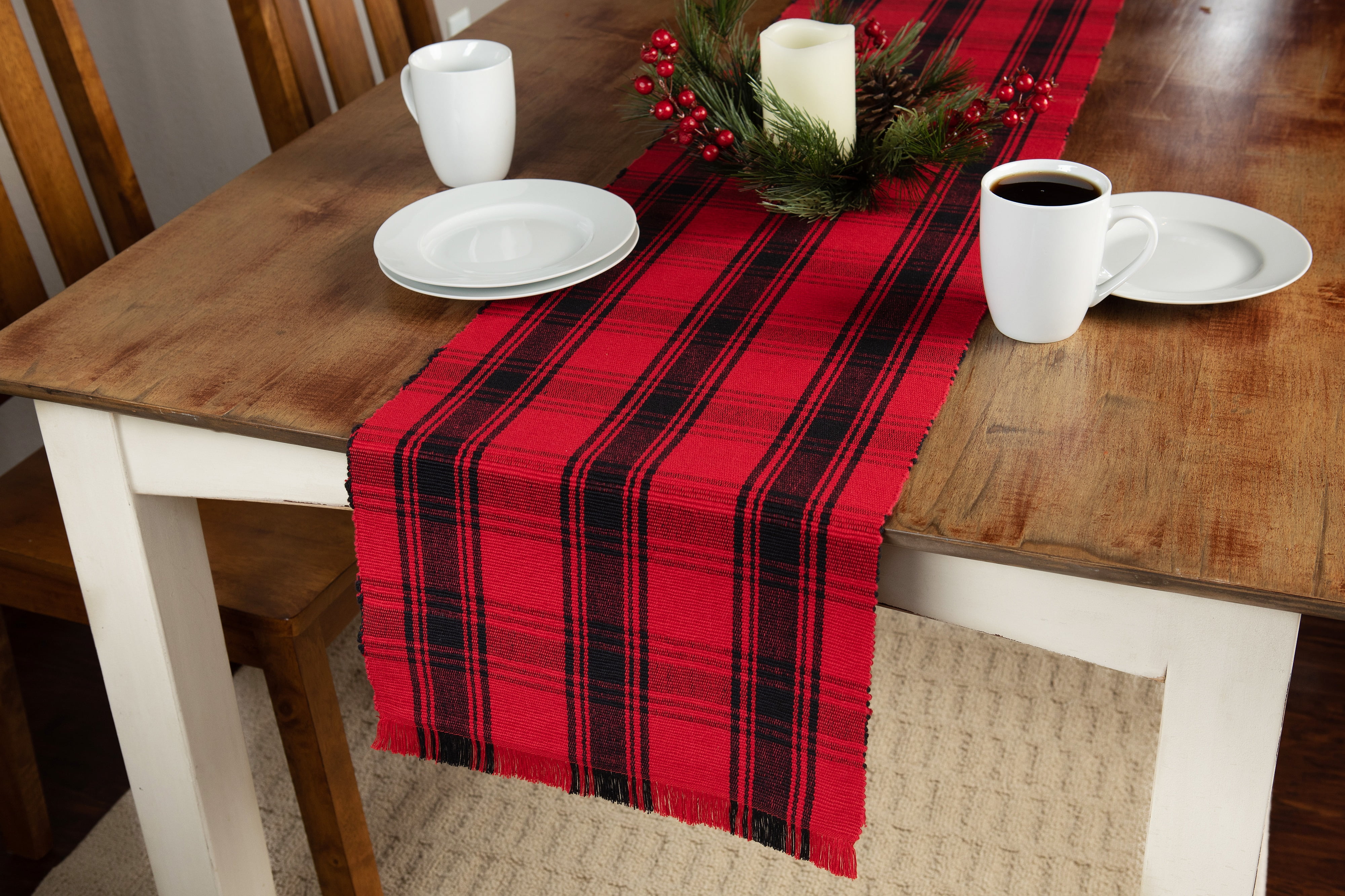 Fabstyles Buffalo Check 100% Cotton Table Runner, 13 inch x 72 inch