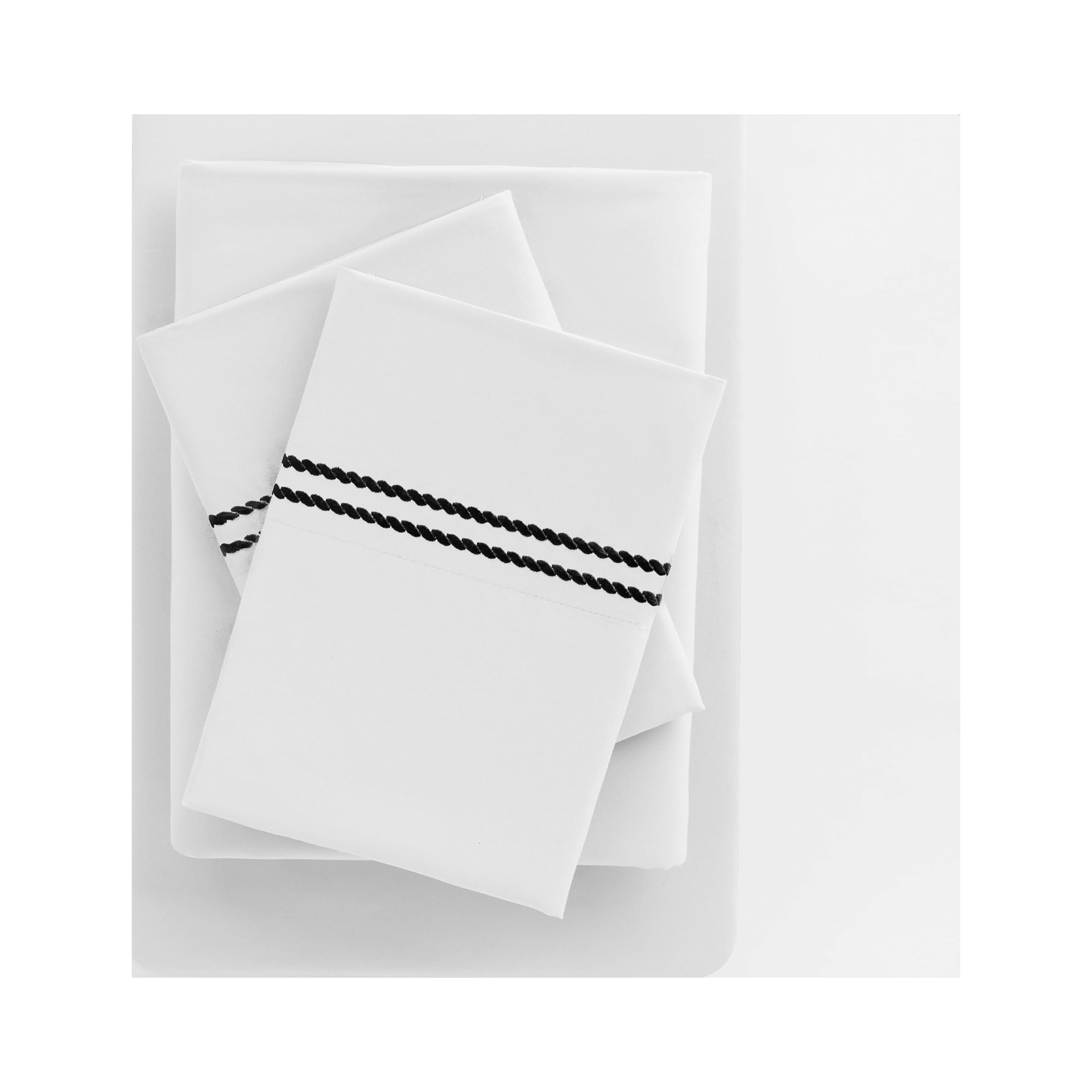 Noble Linen's 4 Piece Sheet Set with Rope Embroidery