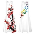 thumbnail image 3 of Dress For Women Plum Blossom Small V-Neck Sleeveless Long Dress Loose Fashion Casual Skirt, 3 of 6