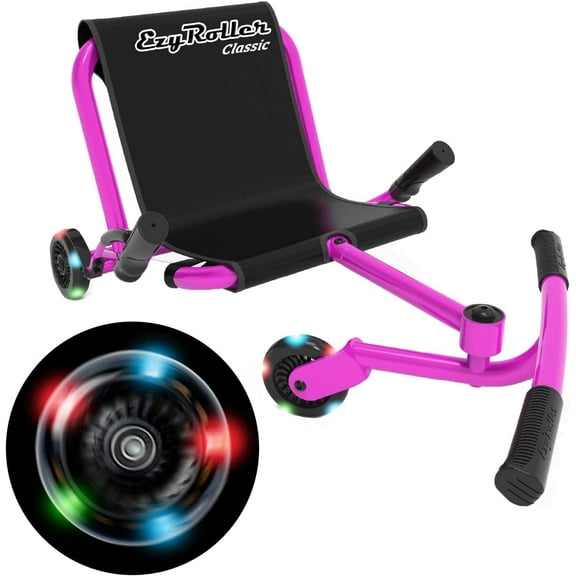 EzyRoller Classic Ride On Scooter for Kids Ages 4 - Pink LED Limited Edition