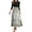 Beige, variant on WTOBBY Women's Elegant Floral Stitching Belted Round Neck 3/4 Sleeve Dress, Fashion Casual Midi Dress with Feminine Details for Summer,Beige L