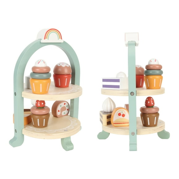 Pastry Tower Toys, Composite Wood Afternoon Tea Toys Lovely Water Based Paint for Kindergarten for Living Room for Children