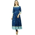 thumbnail image 4 of Bimba Women's Printed Kurta Ethnic Cotton Anarkali Kurti Bollywood Casual Dress, Navy Blue, 4, 4 of 9