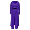 thumbnail image 4 of UYISJ Women 3 Piece Outfits Ribbed Long Cardigan Crop Tank Tops Shorts Sets Sweatsuit Lounge Set Casual Solid Color Sets Purple M, 4 of 6