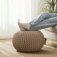 thumbnail image 4 of Round Pouf Foot Stool Ottoman by Sweet Home Collection, Taupe, 4 of 6