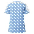thumbnail image 6 of VgaVtl Summer Womens Plus Tees Short Sleeve Womens Tops Elegant Polka Dots Holiday Ruffles Loose Casual Shirts,Blue S, 6 of 7