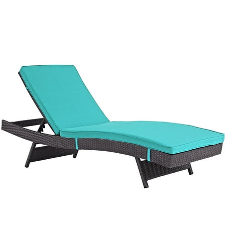 Modern Outdoor Chaise Lounge Modern Contemporary Urban Design Outdoor Patio Balcony Chaise Lounge Chair, Blue, Rattan ()