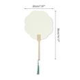 thumbnail image 2 of Unique Bargains 1 Pcs Portable Double-Sided Long Handle Round Xuan Paper Folding Fan Xuan Paper Bamboo Light Gray White [Double-Sided Long Handle Round Begonia  Paper], 2 of 5