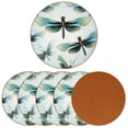 thumbnail image 2 of Dragonfly Set of 6 Round Microfiber Leather Coasters, 11x11 cm/4.3x4.3 inch Drink Coasters for Table Home Decor, 2 of 6