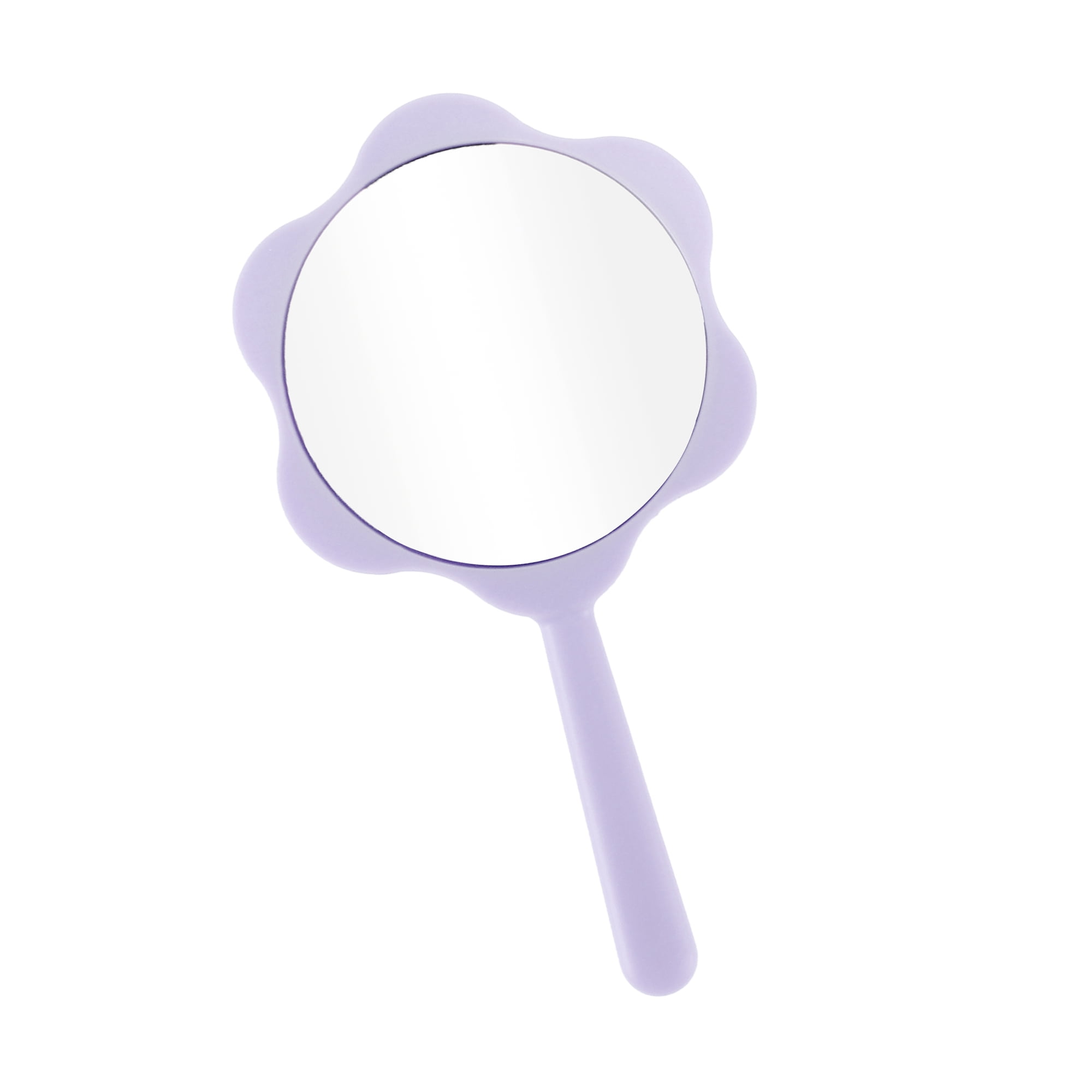 Unique Bargains 1Pc Flower Shape Handheld Mirror for Business Travel Purple