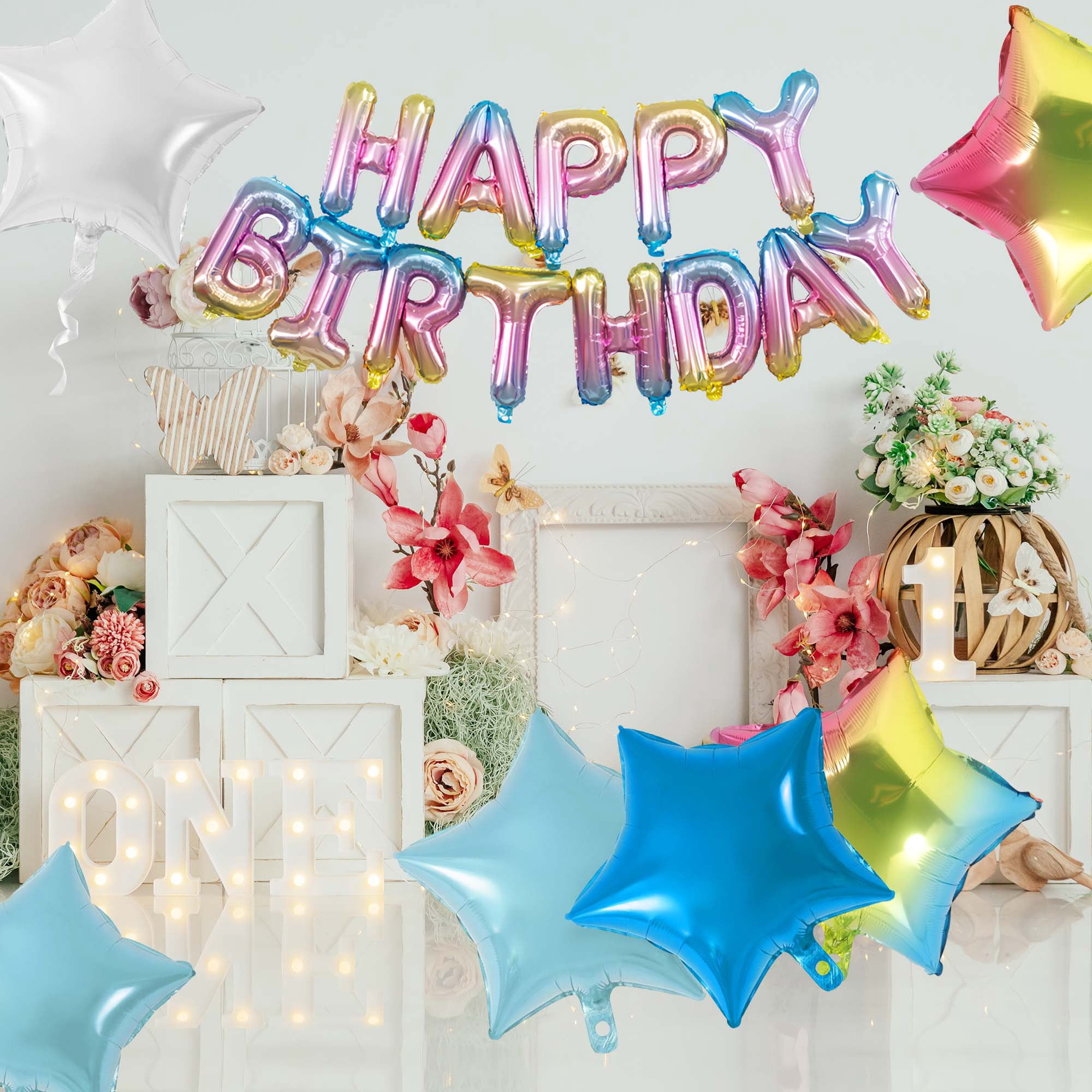 Unique Bargains 10Pcs Helium Balloons with Ribbon Gradient Color