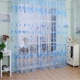thumbnail image 1 of Cortina transparente tulipán flor hilo ventana bufanda cortinas azul 2 piezas, 1 of 5