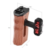 Universal Camera Cage Left/Right Side Handle Wooden Hand Grip with 1/4 Screw Hole Cold Shoe Mount for Camera Cage