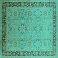 thumbnail image 1 of Ahgly Company Indoor Square Oriental Turquoise Blue Industrial Area Rugs, 8' Square, 1 of 4