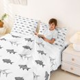 thumbnail image 3 of Castle Fairy Monochrome Sketch Fish King Sheets 4pcs,Line Art Marine Horizontal Repeat Pattern Bedding,Gray White,1 Fitted Sheet,1 Flat Sheet and 2 Pillowcases, 3 of 6