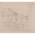 thumbnail image 2 of Paul Sandby 22x20 Black Ornate Framed Double Matted Museum Art Print Titled: Studies of a Carter Pumping Water for His Horses, 2 of 5