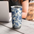 thumbnail image 4 of 20 Oz Blue Pioneer Flower and Bird Coffee Tumbler Double Wall Insulated Stainless Steel Water Bottle | Metal Reusable Thermoses Flask with Cup Cap | Leak & Sweat Proof with Anti-Dust Lid, 4 of 7