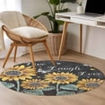 thumbnail image 5 of Sunflowers Rustic Round Rugs 3.3ft, Spring Summer Pastoral Flowers Black Non Slip Washable Rug Runner, Low Pile Indoor Floor Carpet Mat Bathroom Rugs for Living Room, Bedroom, Kids Room, 5 of 9