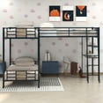thumbnail image 4 of Harper & Bright Designs L-Shaped Metal Corner Bunk Bed with Two Ladders, Twin Over Twin Bunk Bed with Twin Loft Bed w/Desk and Shelf Brown, 4 of 10