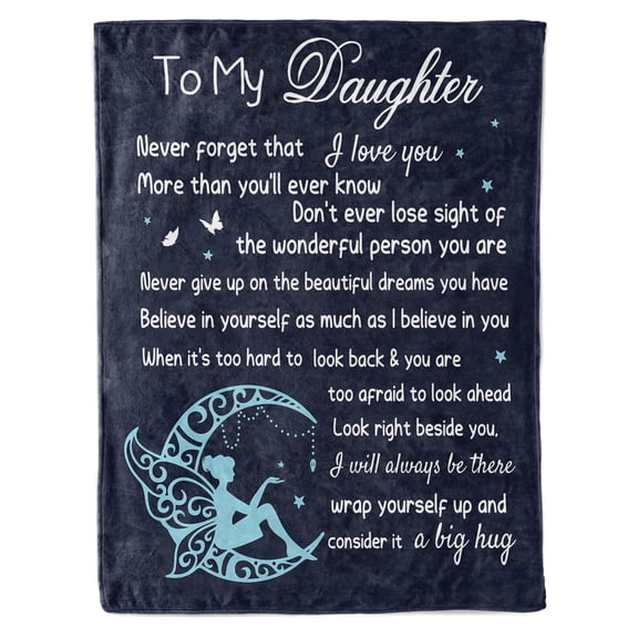 Funnil Daughter Gift from Mom Dad,Daughter Birthday Gift Ideas,Daughter Throw Blanket from Mum Daddy 50"x60" Dark Blue