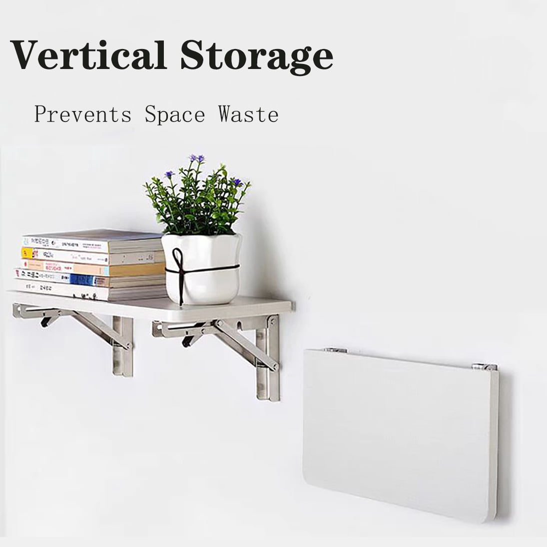 Foldable Wooden Floating Shelves Wall Decor for Kitchen Living Room Bedroom Shower Room Study Office Book Storage Hanging Shelves