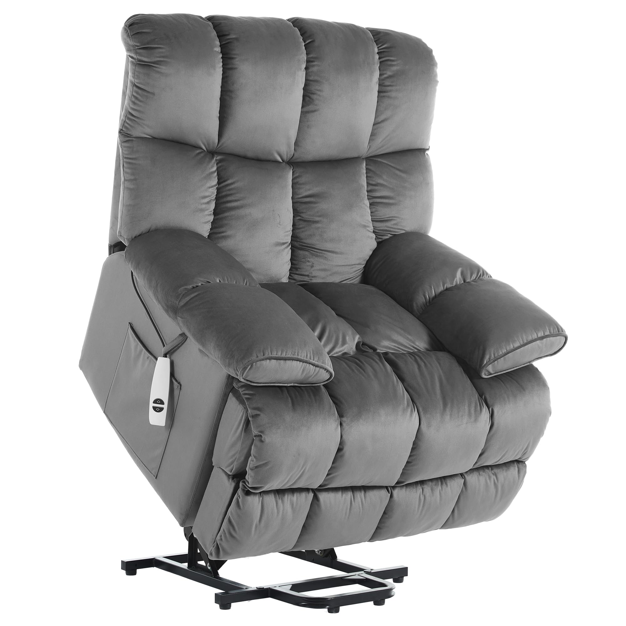 Alwalue Manual Recliner Chair with Micro Leather Overstuffed Single Sofa with Footrest & Headrest Suitable for Small Spaces - Light Gray