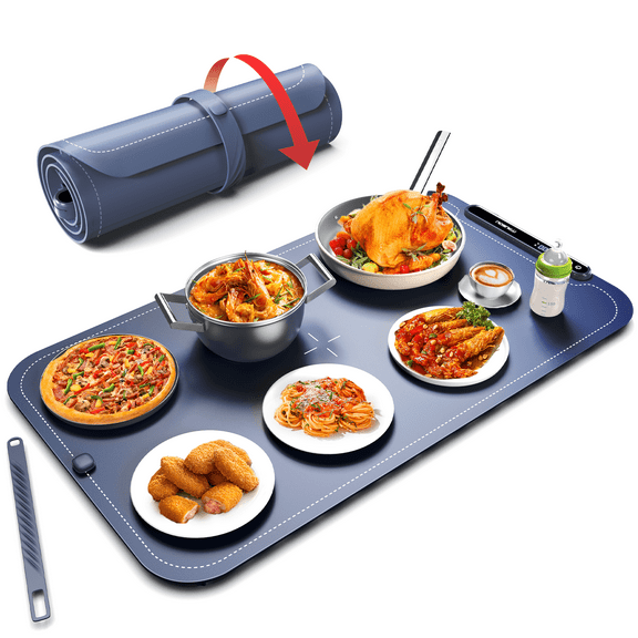 Electric Warming Tray by iTRUSOU - Whole-Surface Heating with Foldable Design & Fast Heating, Premium Silicone Materials and 3-Level Temperature Control for Gatherings,Parties,Everyday Use, BW701