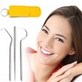thumbnail image 4 of Tooth Care Tooth Cleaning 3Pcs Stainless Steel Tooth Hygiene Kit Tooth Tooth Scraper Probe Tweezers Tool, Household Toothpicks, 4 of 8