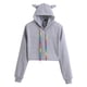 thumbnail image 1 of Gibobby Blusas De Niñas Sudadera con capucha para niña con orejas de , manga larga, informal, （Gris， 12-14 Años), 1 of 4