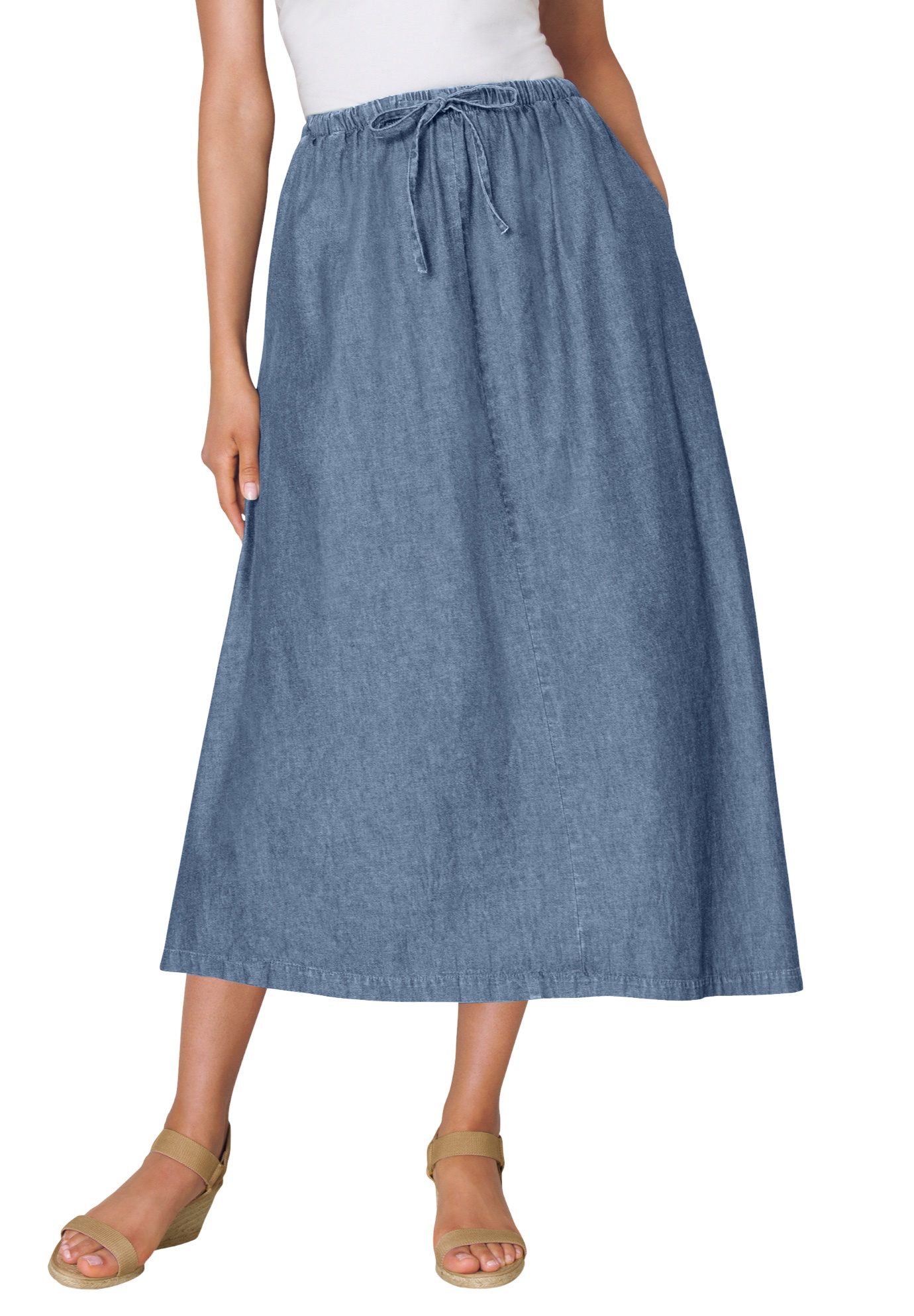 Woman Within Woman Within Women's Plus Size Petite Flared Denim Skirt