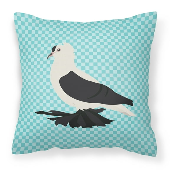 Saxon Fairy Swallow Pigeon Blue Check Fabric Decorative Pillow