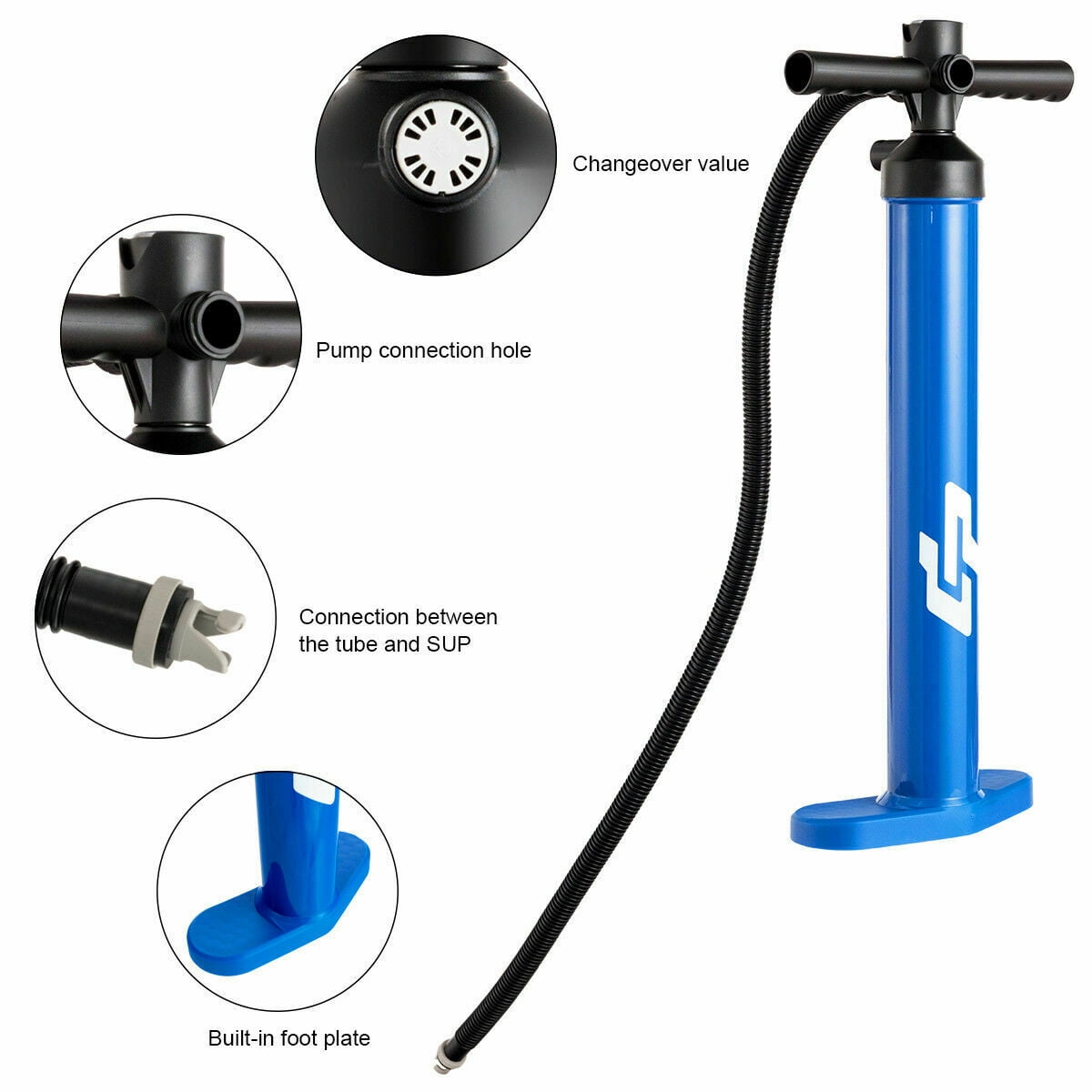 SUP Hand Pump Max 29 PSI Double Action Manual Inflation High Pressure With Gauge for sale online 