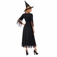 thumbnail image 3 of Witch Costume for Women, Black and Gold Long Dress with Flared Sleeves, Adult Halloween Outfit for Costume Party and Stage Performance, Black and Gold, Size L, 3 of 6