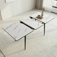 thumbnail image 2 of CasaGlajore 47–63" Expandable Dining Table with White Marble MDF Table Top and Tapered Black Metal Legs, 2 of 10
