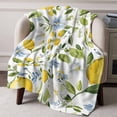 thumbnail image 3 of Throw Blanket for Couch Yellow Lemon Soft Fleece Flannel Blankets Cozy Lightweight Blanket for Home Sofa Living Room Flowers Blue White Bed Throws 40" x 50", 3 of 9