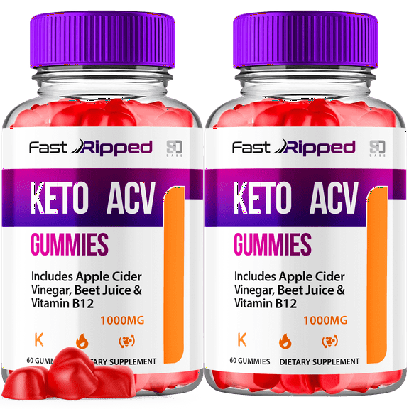 Fast Ripped Keto ACV Gummies Apple Cider Vinegar 1000MG Vitamin Supplement 2 Pack