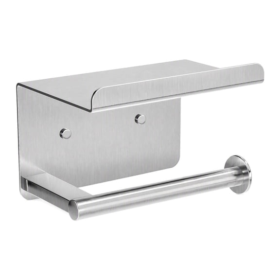 Self-Adhesive Toilet Paper Roll Holder - Wall Mount Or Adhesive Toilet Paper Holder with Shelf, Toilet Roll Holder, Tissue Holder for Bathroom, Wall Toilet Paper Holder, Stainless Steel