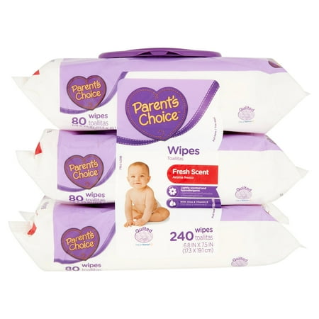 Parent's Choice Fresh Scent Baby Wipes, 3 packs of 80 (240 count)