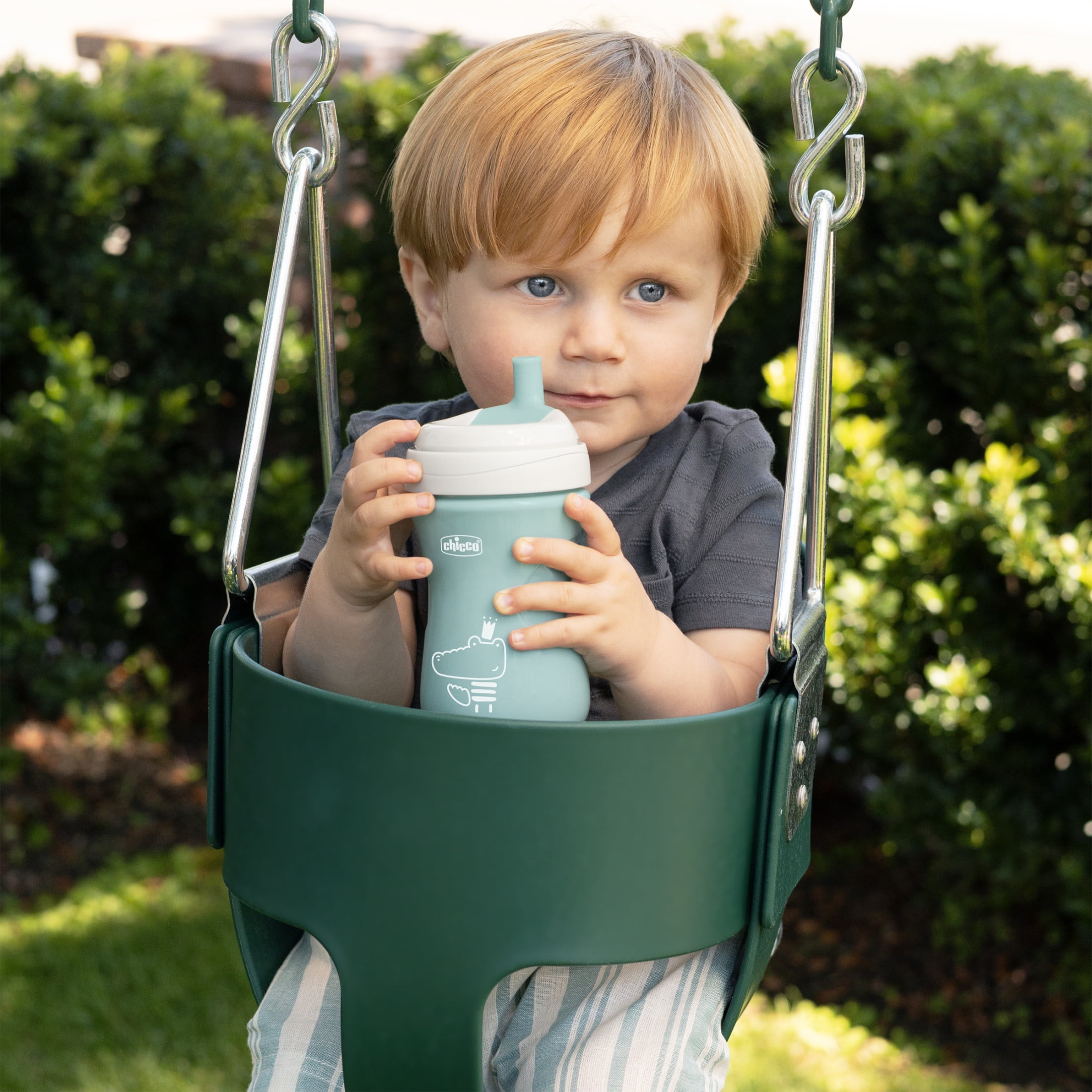 Chicco 9oz. Sport Spout Trainer Sippy Cup with Straw Shaped Spout, 9m+, 2-Pack - Sage/Grey, New