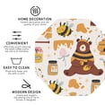 thumbnail image 3 of Honeii Cute Bee Honey Jar Hive Bear print Leather Coaster Set of 4, ideal for safeguarding your furniture from drinks spills and effortless cleanup-Octagon, 3 of 6