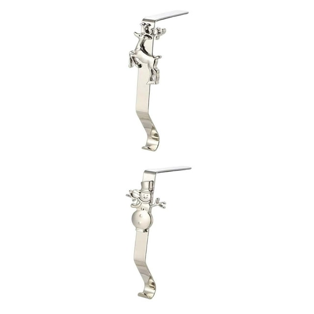 Stockings Hook,Christmas Metal Stocking Holders Fireplace Hooks,Christmas Stocking Hooks Xmas Hanging Ornament,Stainless steel Fireplace Mantle Stocking Christmas Deer and Snowman Sunnimix Gancho para medias