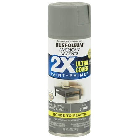 (3 Pack) Rust-Oleum American Accents Ultra Cover 2X Satin Granite Spray Paint and Primer in 1, 12 (Best Exterior Satin Paint)