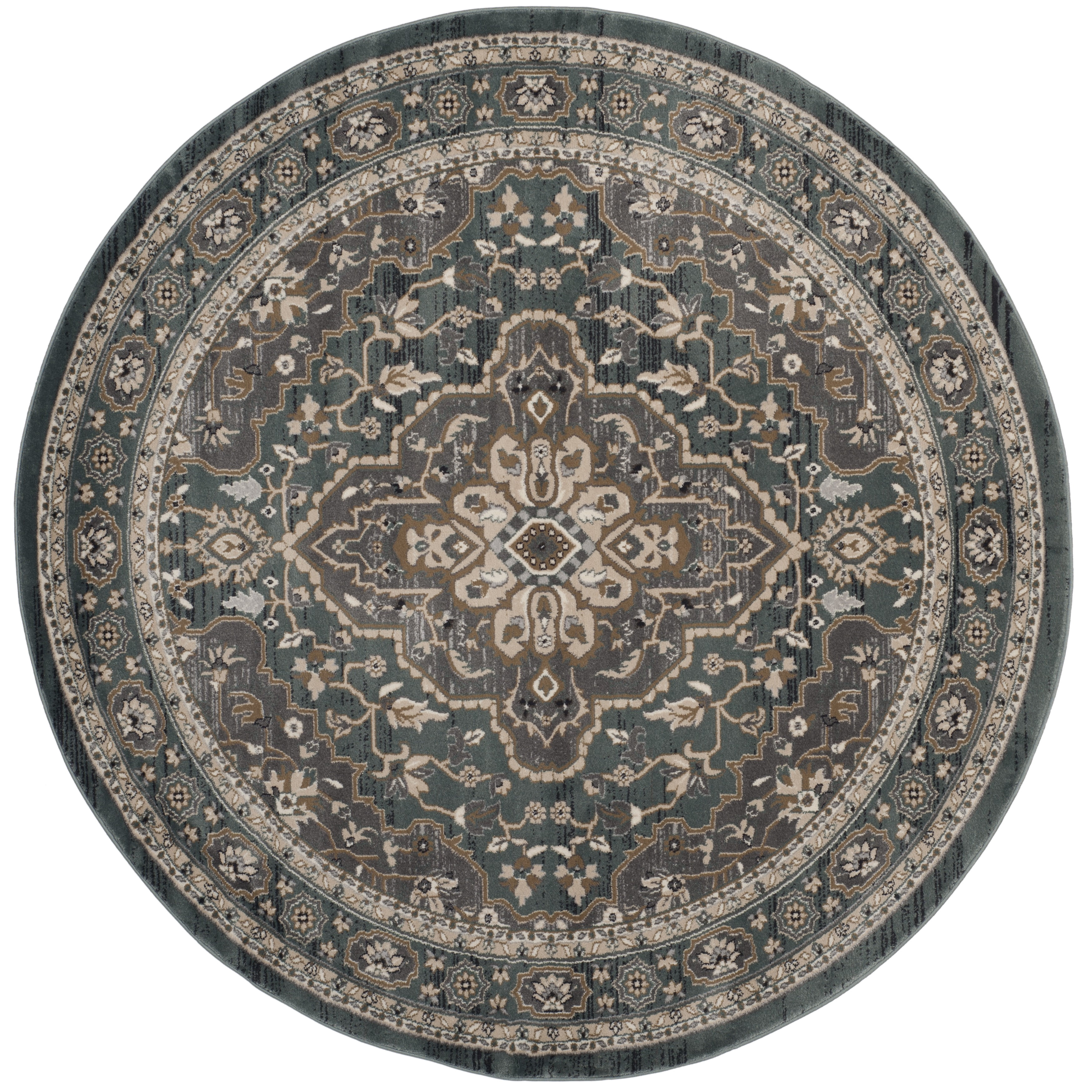 Safavieh Lyndhurst Idella Floral Area Rug, Teal/Gray, 8' x 8' Round